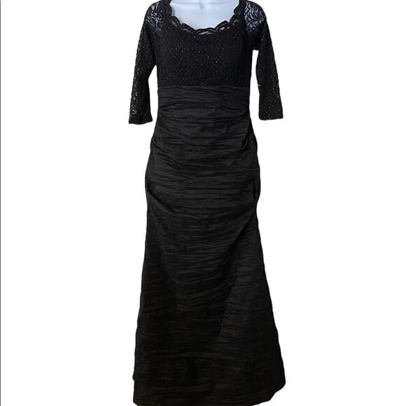 Alex Evenings Black Ruched Trumpet Gown - Picture 1 of 6